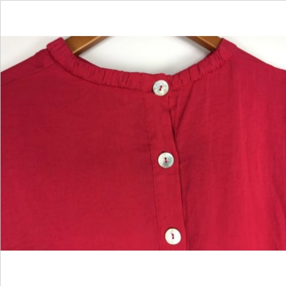 Zara Basic Red Back Button Blouse Top Size Large - image 3
